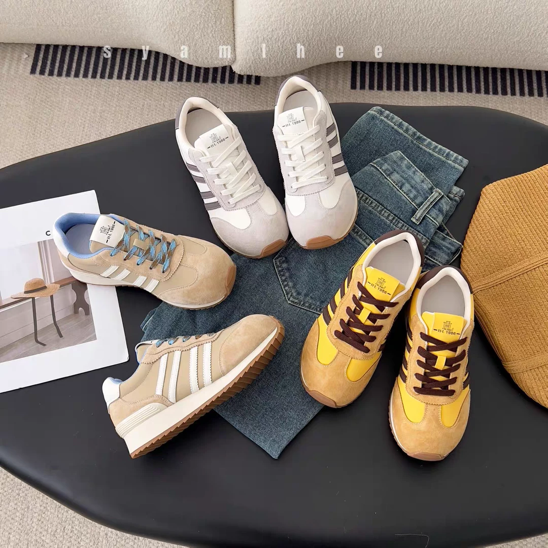 阿甘鞋德训鞋女2025春季新款百搭时尚休闲鞋ins潮流行厚底运动鞋