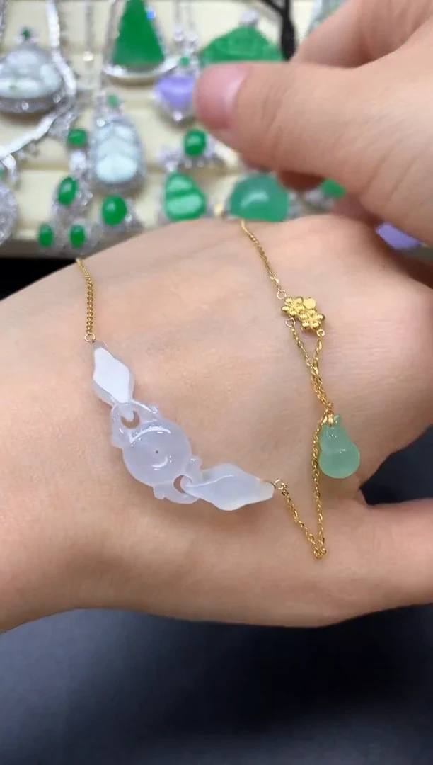 颈饰18K金镶嵌翡翠368-中国好珍宝