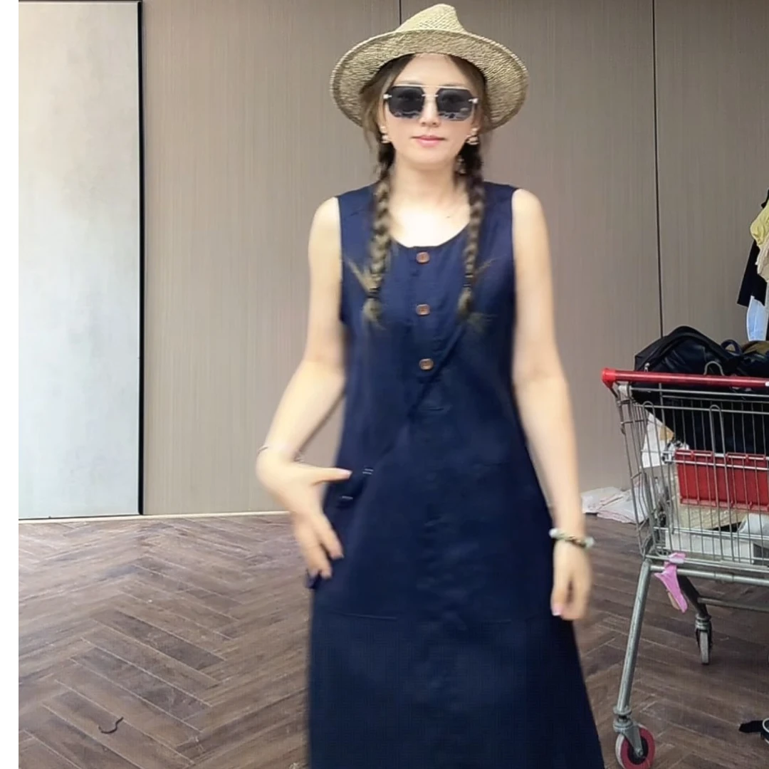 430/23525/179-9无袖连衣裙女韩系松弛感宽松显瘦气质裙