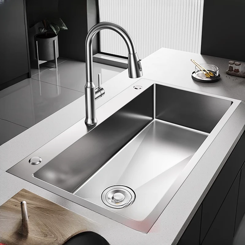 洗菜盆大单槽厨房水槽sus304不锈钢大单槽台下盆加厚洗碗槽洗菜池