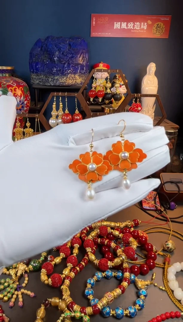 【闪购商品】凤凰羽珐琅景泰蓝耳钩