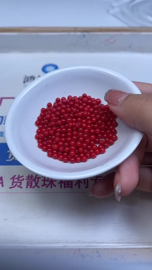 未镶嵌散珠南红玛瑙B473 锦红南红3mm30个8.8元