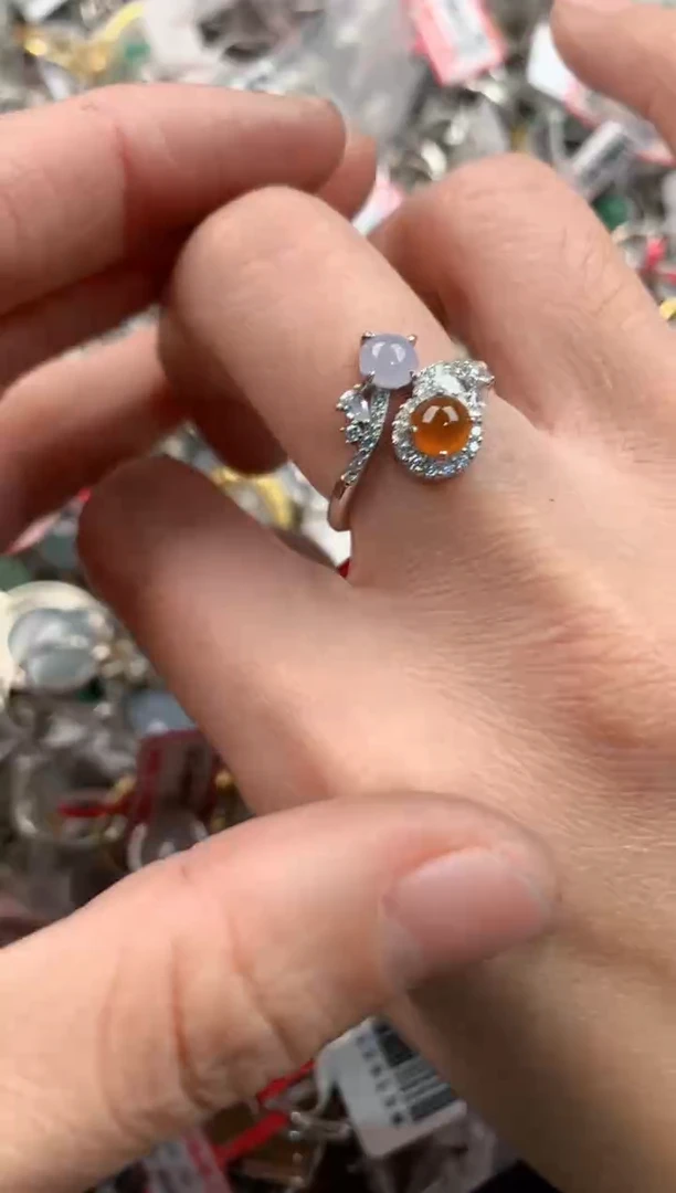 银S925镶嵌戒指翡翠10-10-10    10