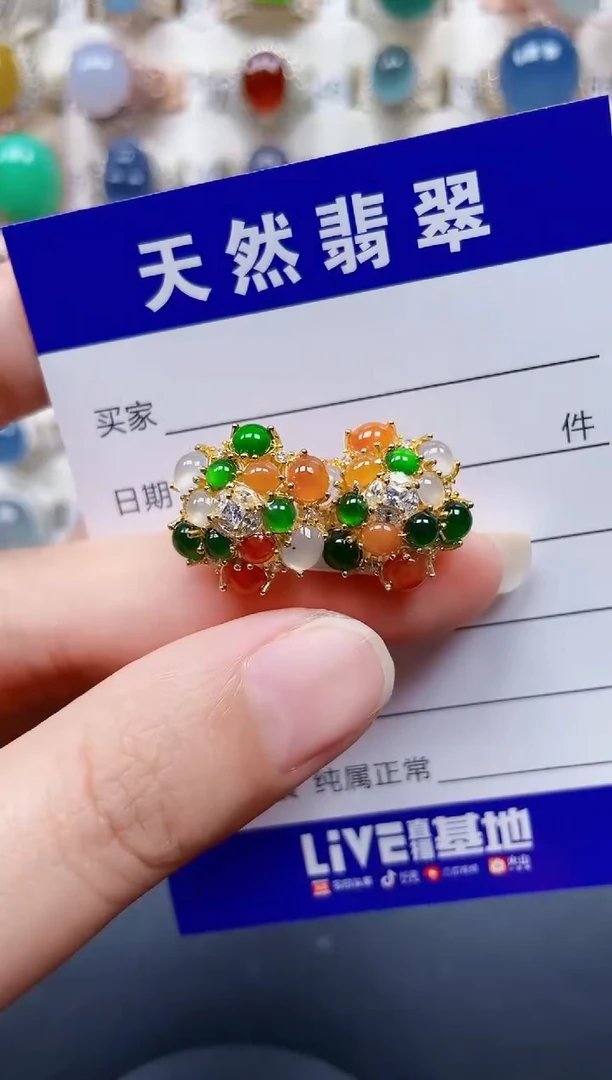 银S925镶嵌翡翠耳饰131