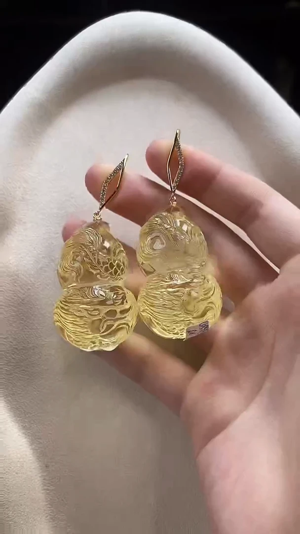 琥珀未镶嵌耳饰耳环