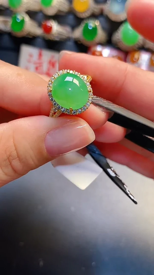 银S925镶嵌戒指翡翠天然