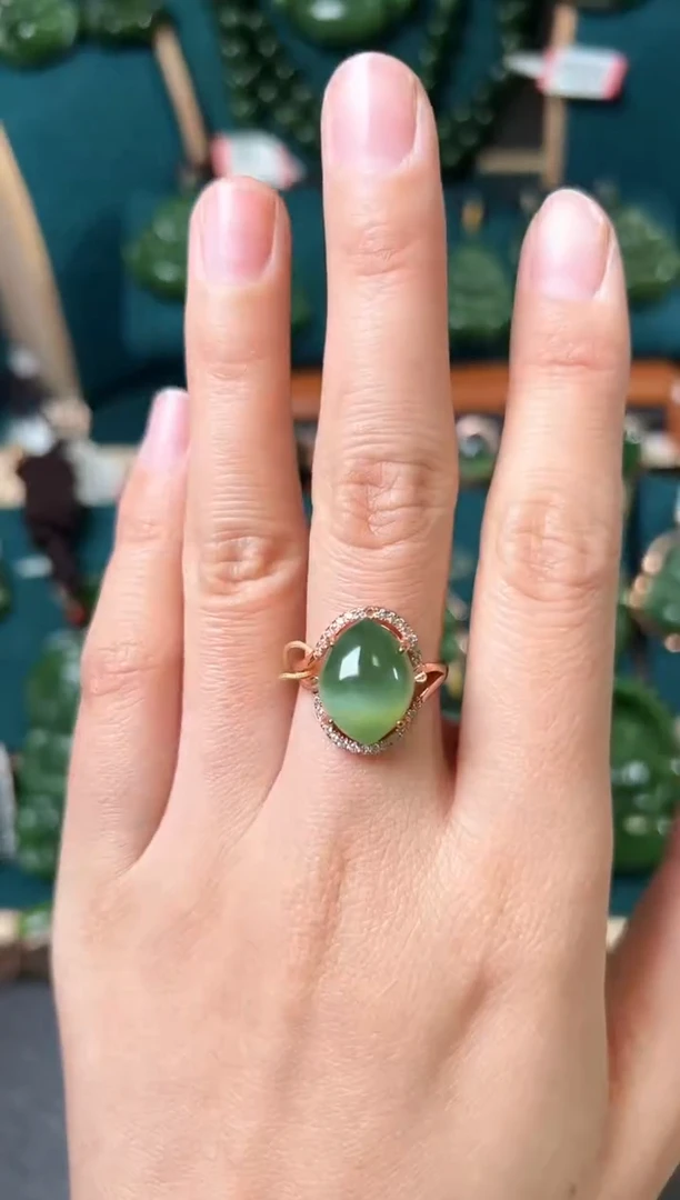 【闪购商品】和田玉（碧玉）戒指银S925镶嵌碧玉