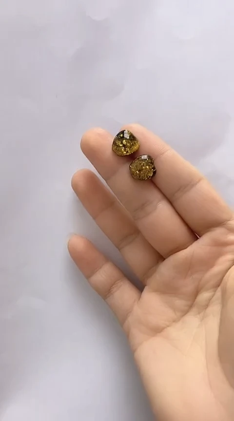 【闪购商品】琥珀裸石银S925镶嵌琥珀耳钉