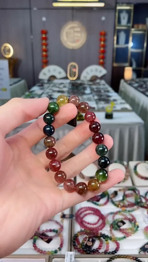未镶嵌收藏级老矿碧玺单圈手串10mm+碧玺xion多样性发一条