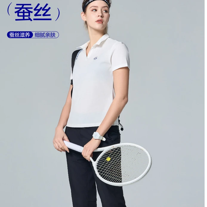 慢青春冰川时代女夏季POLO衫速冰商务休闲蚕丝打底半短袖1612