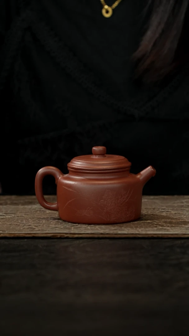 茶壶紫砂清水泥德钟刻绘200cc