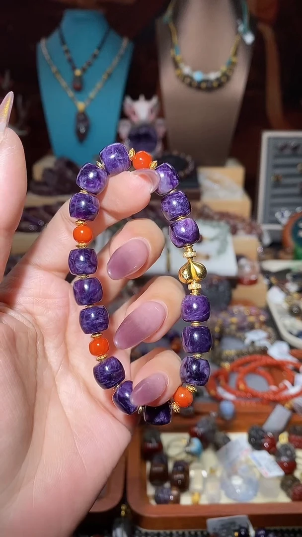 查罗石未镶嵌DIY手串紫龙晶老形珠