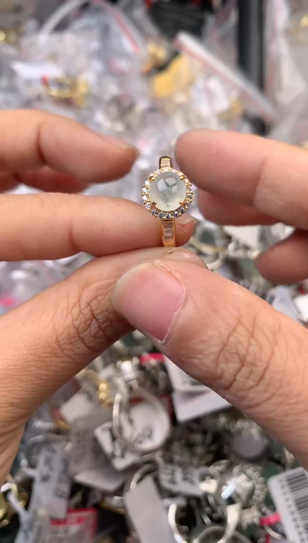 银S925镶嵌戒指翡翠888              8