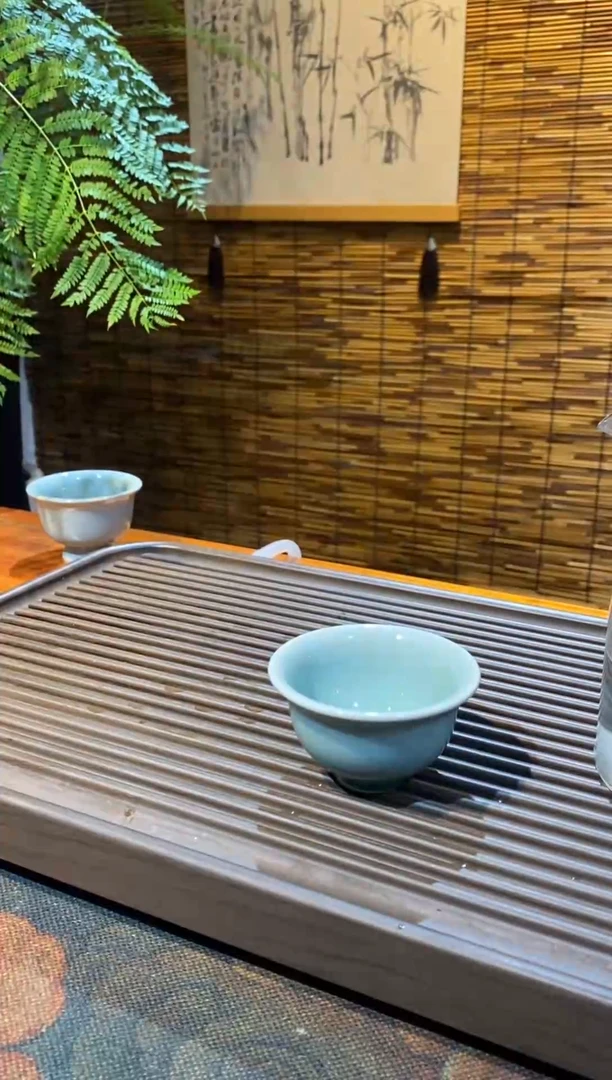 山隐青瓷龙窑柴烧杯子小压手 40CC