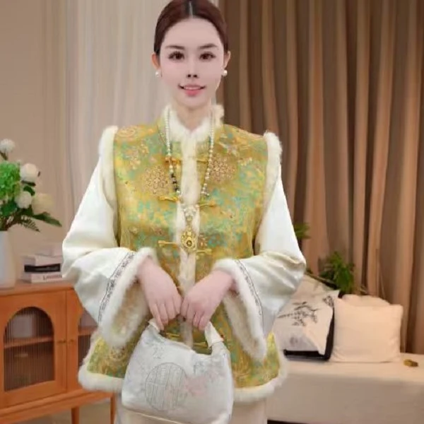 【蝴蝶兰】立领新中式国风新款秋冬高级感马甲2025D1677-瑾玉杭锦仓