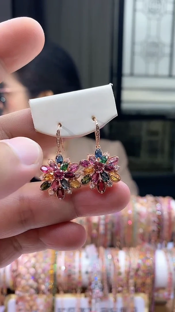 【闪购商品】碧玺耳钩银S925镶嵌354354354354354