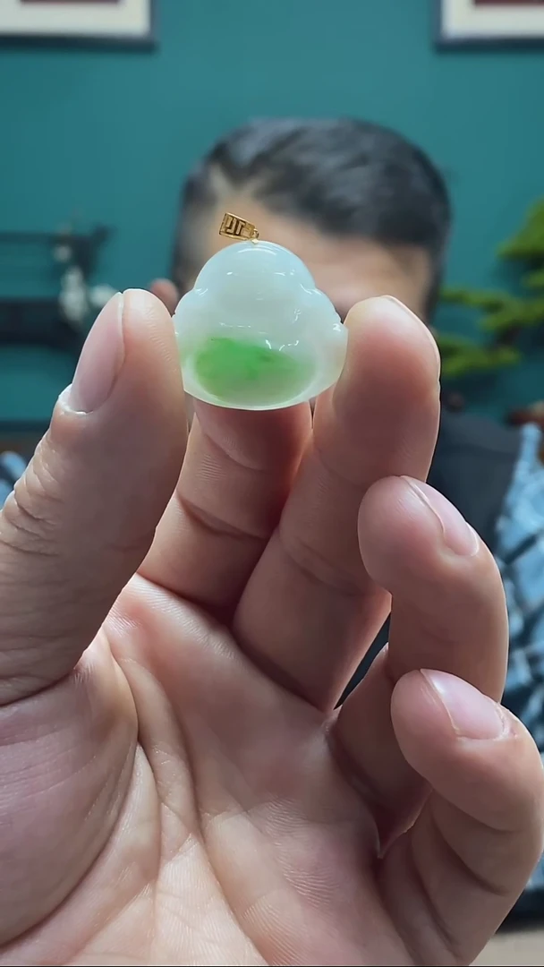 【闪购商品】翡翠颈饰18K金镶嵌翡翠佛公吊坠多人000108#