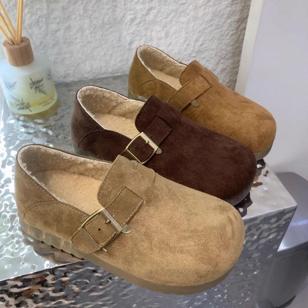 爆款复古休闲勃肯鞋女2025秋冬季新款内增高加绒豆豆鞋毛毛棉鞋子