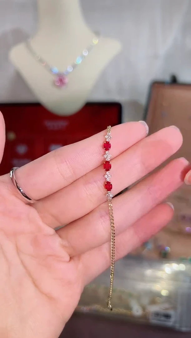 手链18K金镶嵌红宝石BB4865#-Y#58