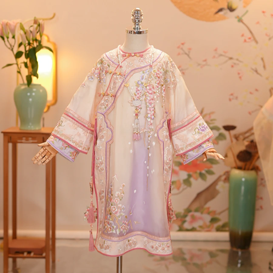 【宝韵粉彩】女童格格服中国风古风连衣裙刺绣汉服襦裙春秋款格格装