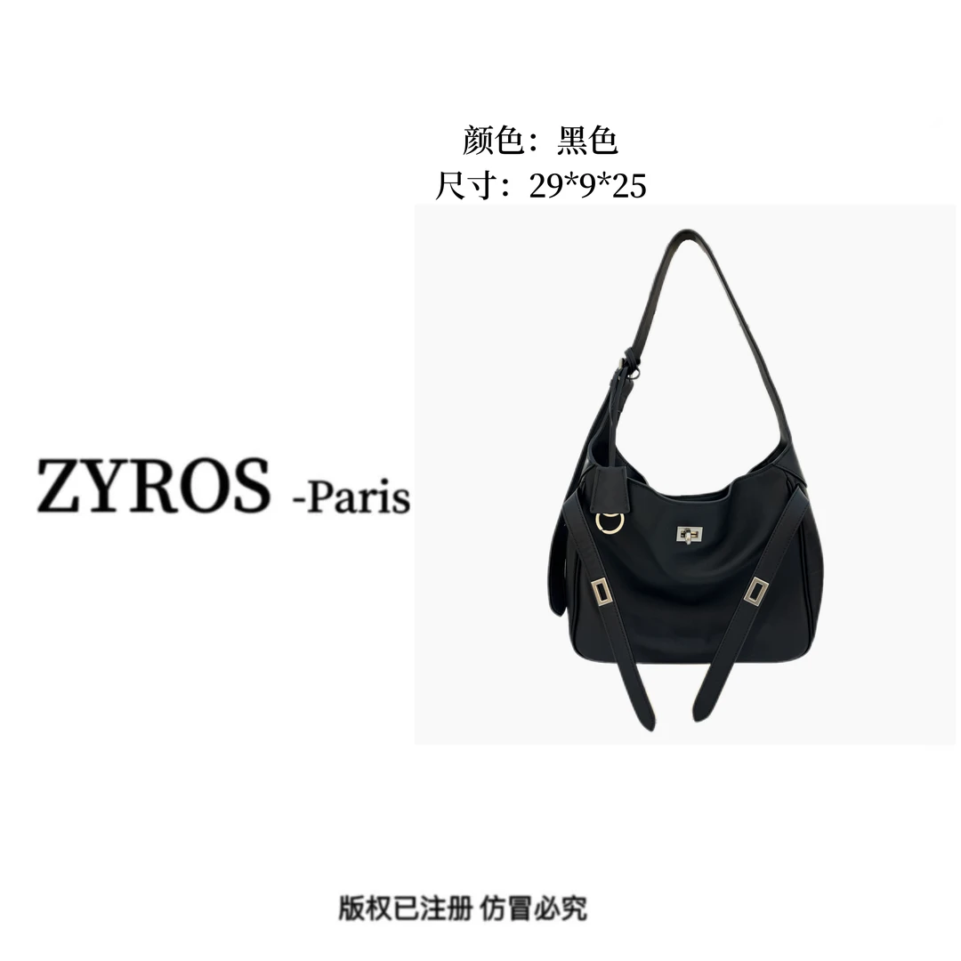 ZYROS/春夏新款黑色经典潮流时尚百搭手拎斜挎小号托特包女1339