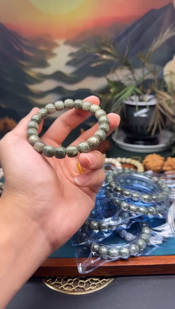 星月菩提手串石玉冰料绿幽灵大尺寸11*10