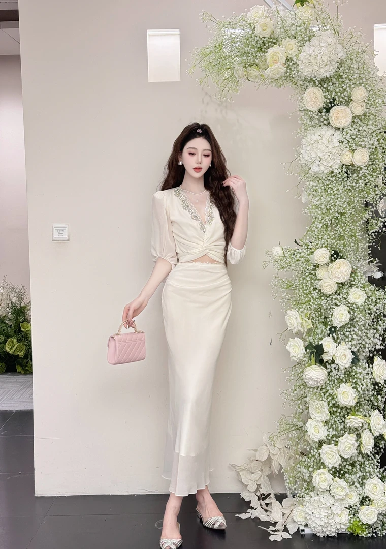 【精选优品】气质修身法式蕾丝时尚套装251140