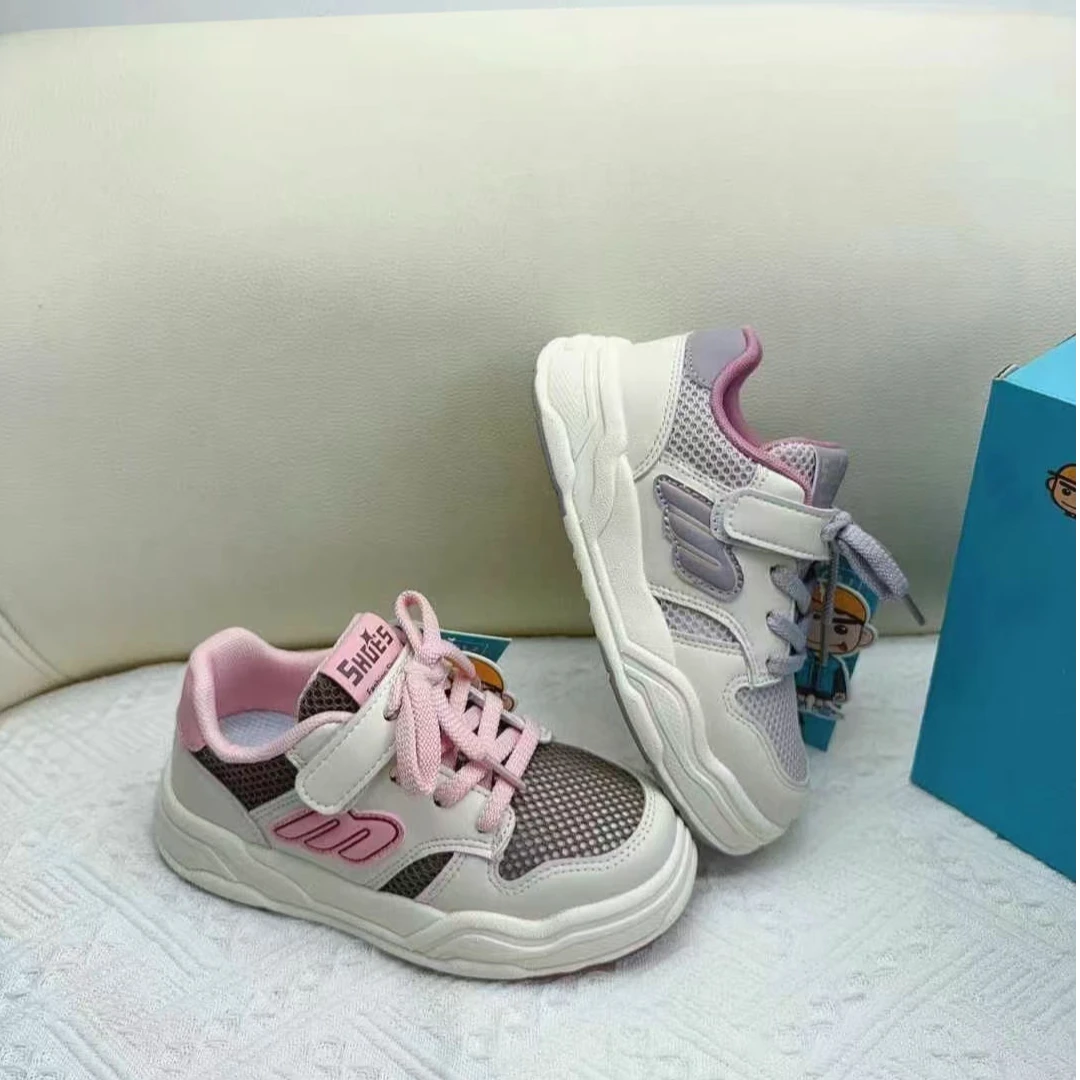 夏季新款轻底透网儿童粘扣运动板鞋软底时尚单网鞋透气