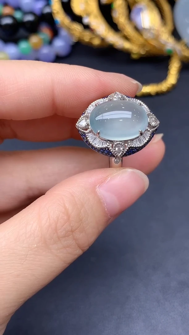 18K金镶嵌戒指翡翠381-雪姐翡翠天天见