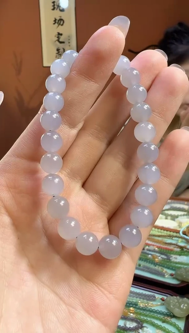 未镶嵌手串和田玉烟紫8mm