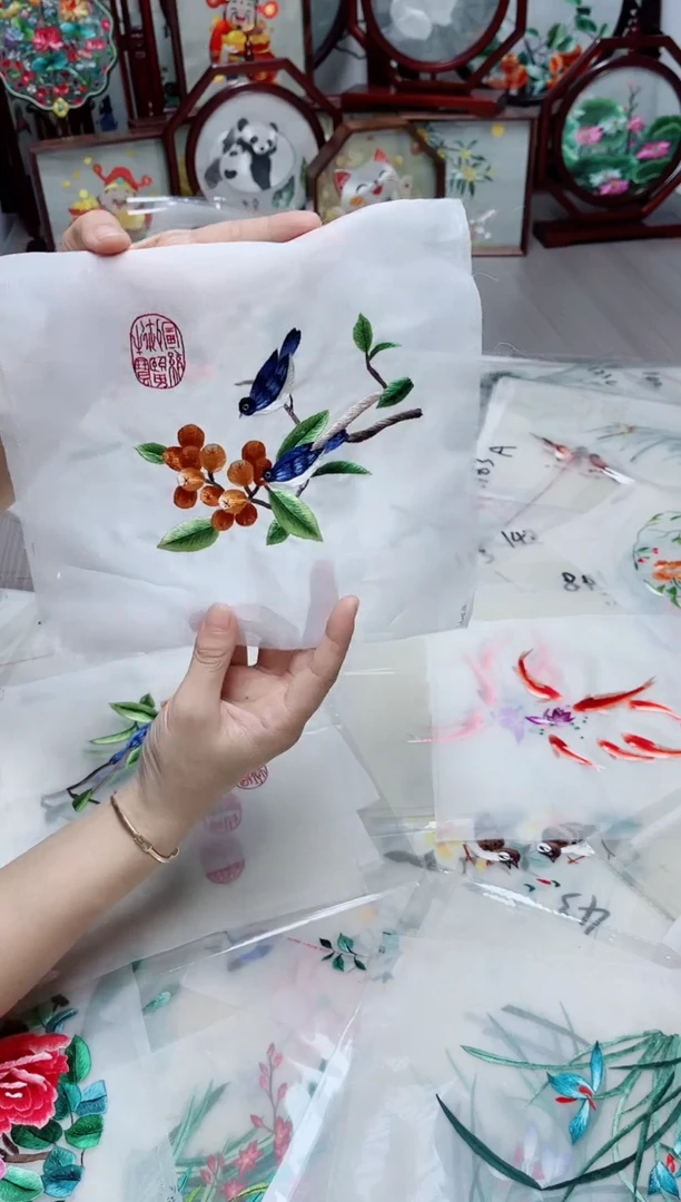 织绣纯手工苏绣双面绣绣布