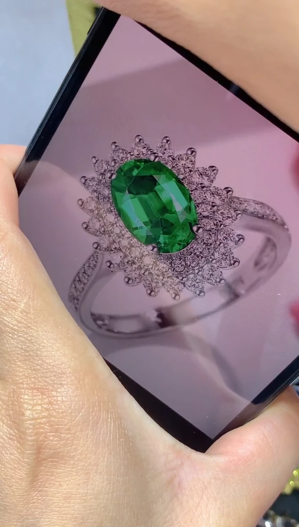 【闪购商品】祖母绿戒指18K金镶嵌1CT
