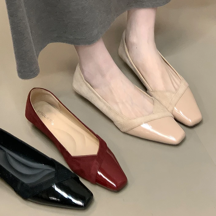 法式浅口小香风单鞋女2025春秋小众设计绒面拼接晚晚鞋通勤温柔鞋
