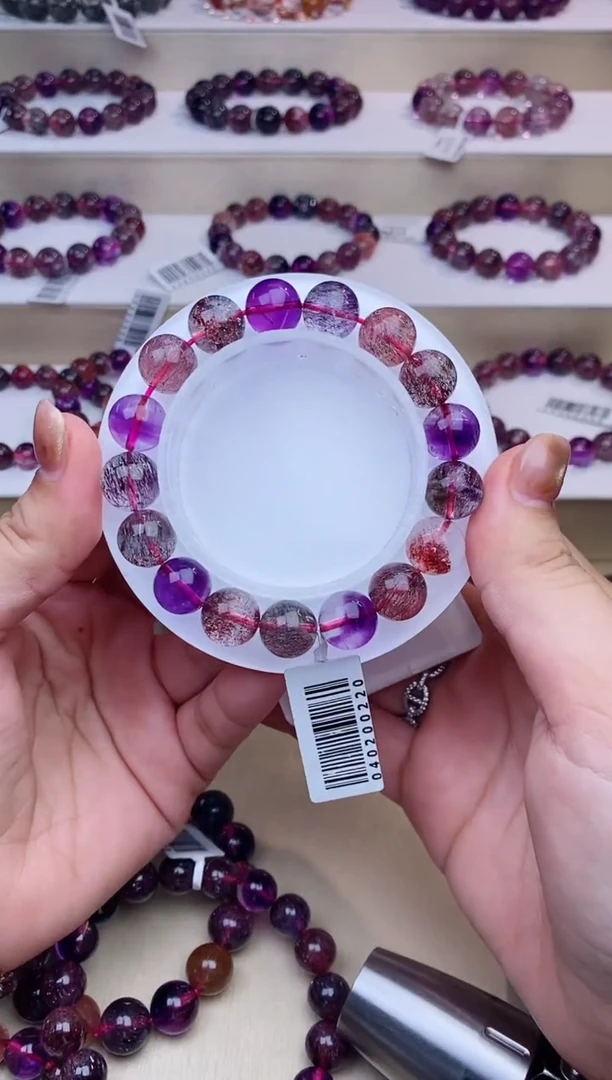 未镶嵌手链水晶黑加仑超七单圈11m+