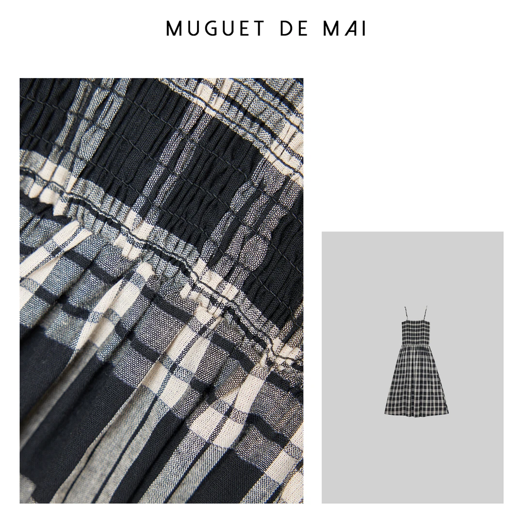 【MGDM】色织棉格子连衣裙 吊带裙 ZM24058