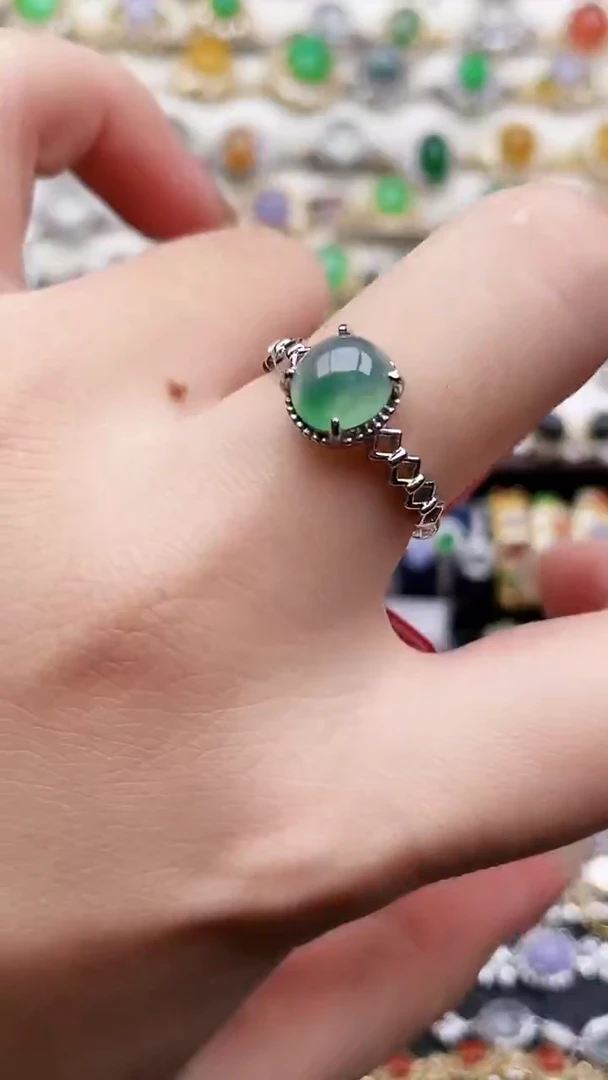 银S925镶嵌戒指翡翠60