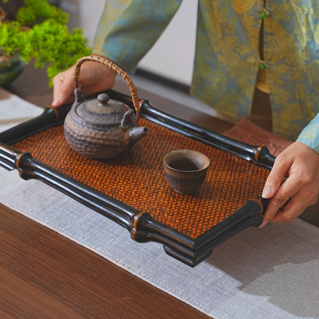 大号筇竹茶盘茶具收纳盘轻奢桌面茶托盘功夫茶盘