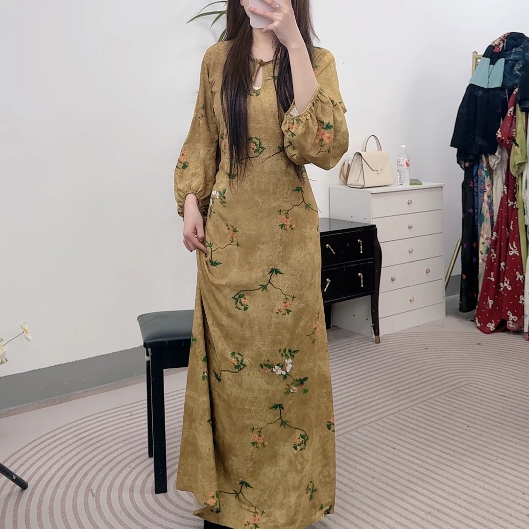 花筵笑（一）清仓4款水滴领绵绸连衣裙