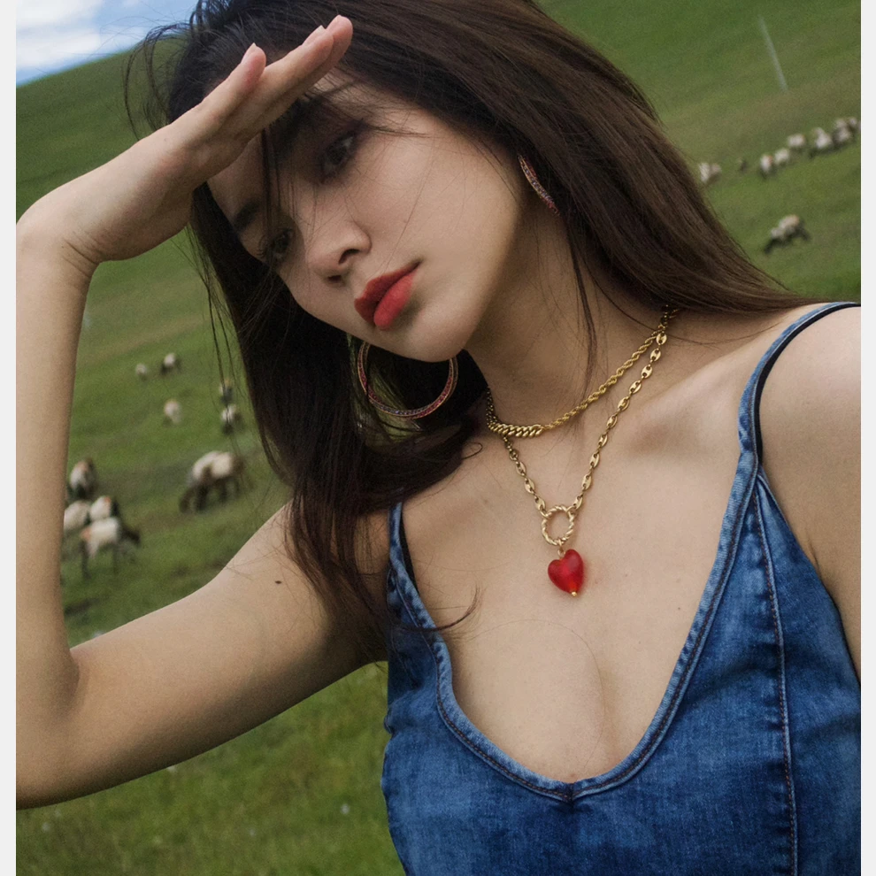 铜合金项链 【谢可寅宋妍霏同款】希腊小众设计师品牌爱心项链 奢