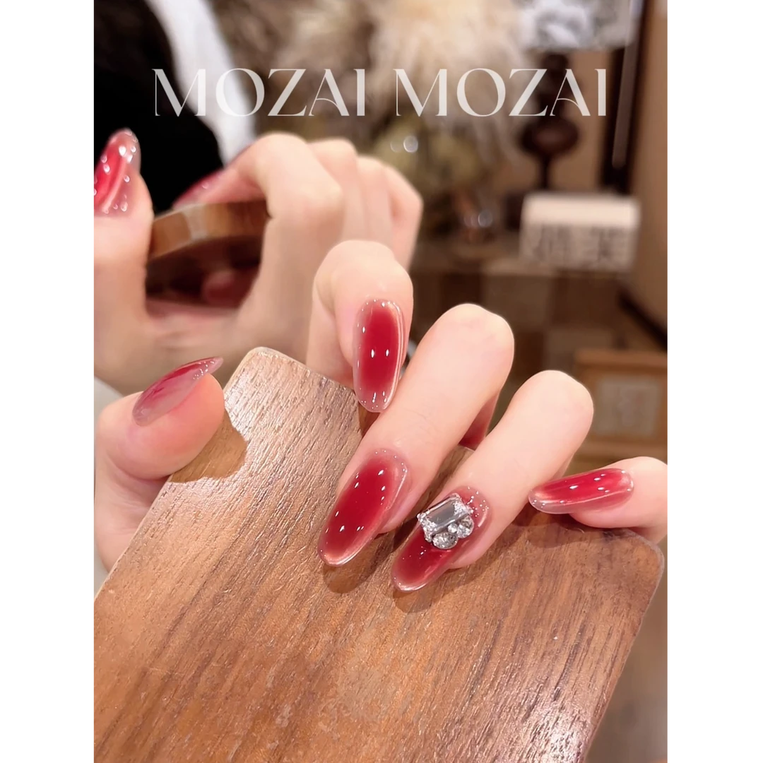 茉哉I【血色浪漫】纯手工定制美甲拆卸穿戴甲A5373