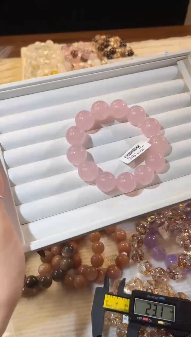 合成欧泊未镶嵌手串多样性发一Q86粉晶17mm