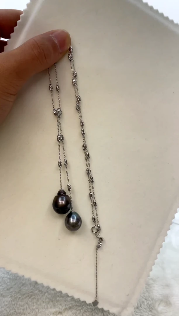 颈饰银S925镶嵌海水珍珠 12-14