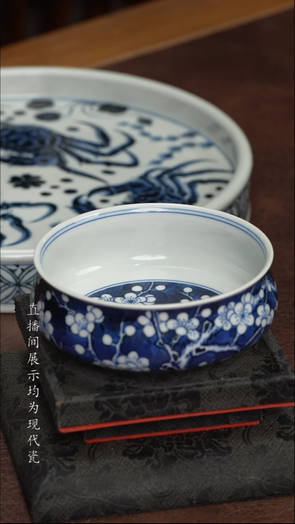 水造青花冰梅矮炉式杯