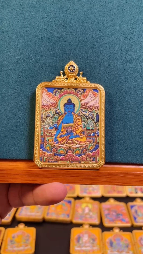 吊坠手绘唐卡《药师》