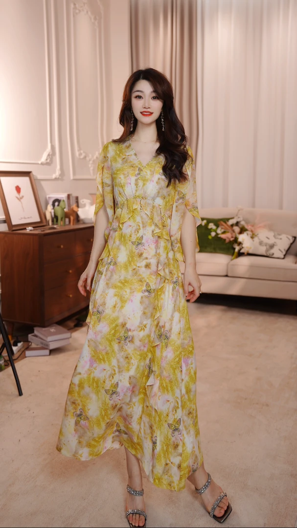 【蝶之舞】25年法式轻奢优雅气质收腰高端长裙连衣裙