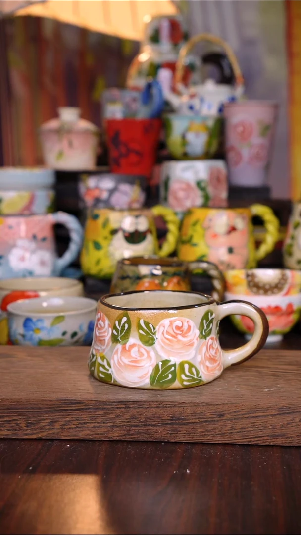 杯子陶泥垚手作 景德镇手工手绘陶瓷器物