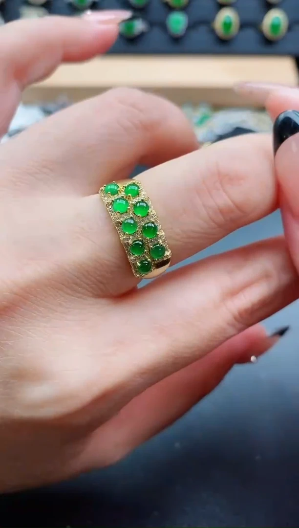 银S925镶嵌戒指翡翠1