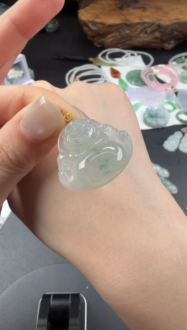 吊坠(不含链)18K金镶嵌翡翠翡翠饰品-184