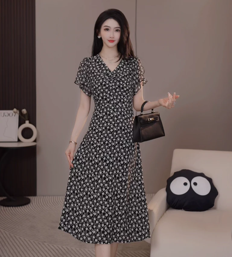 【阿紫专属】A-1001夏季新款法式时尚修身气质收腰设计女装连衣裙