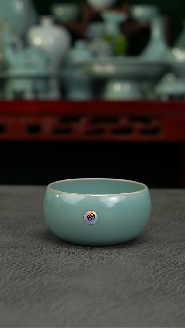 89号天蓝带款禅定杯无纹微瑕福利~帆